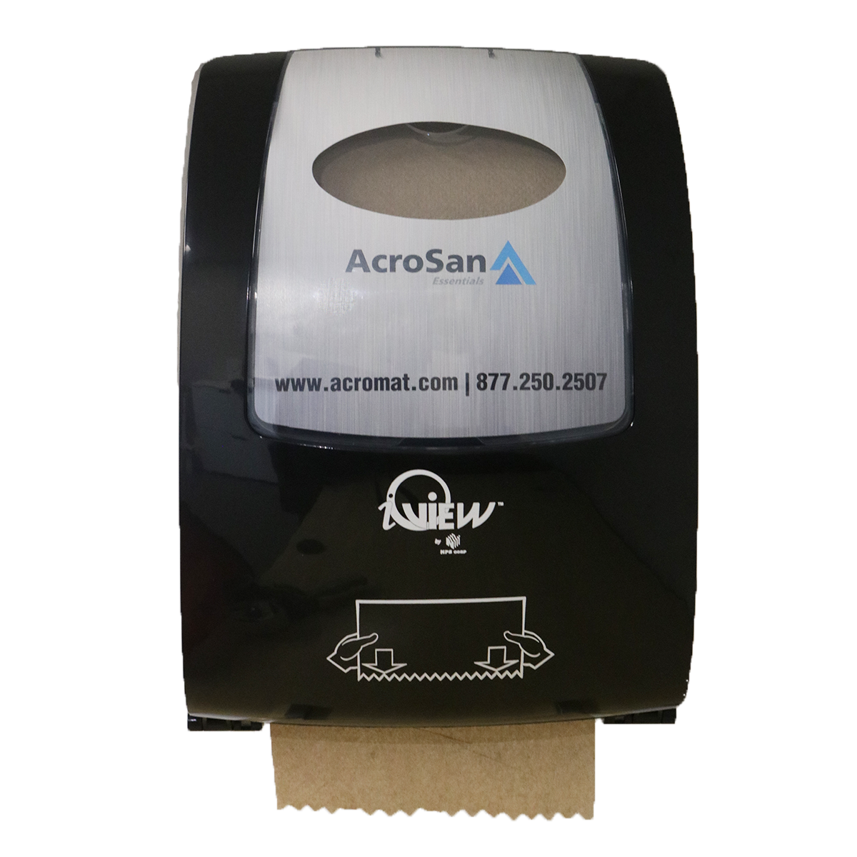 ACROSAN IVIEW MECHANICAL HANDS-FREE ROLL TOWEL DISPENSER, BLACK, 1/EA