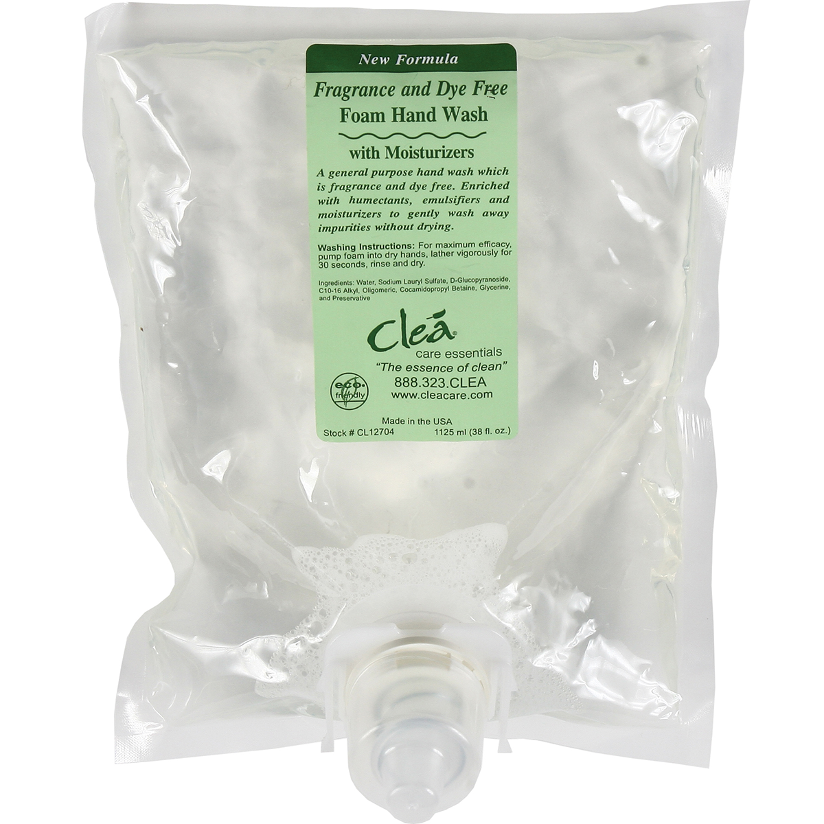 CLEA DYE & FRAGRANCE FREE FOAM SOAP, 1125ML, 4/CS